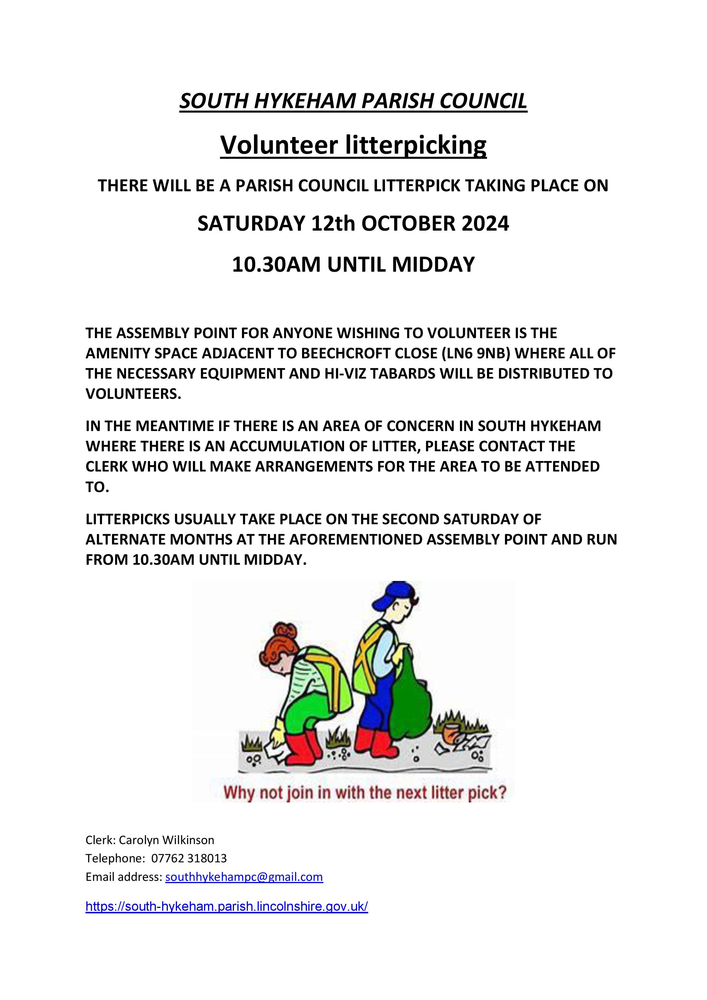 Litterpick notice 12th october 2024